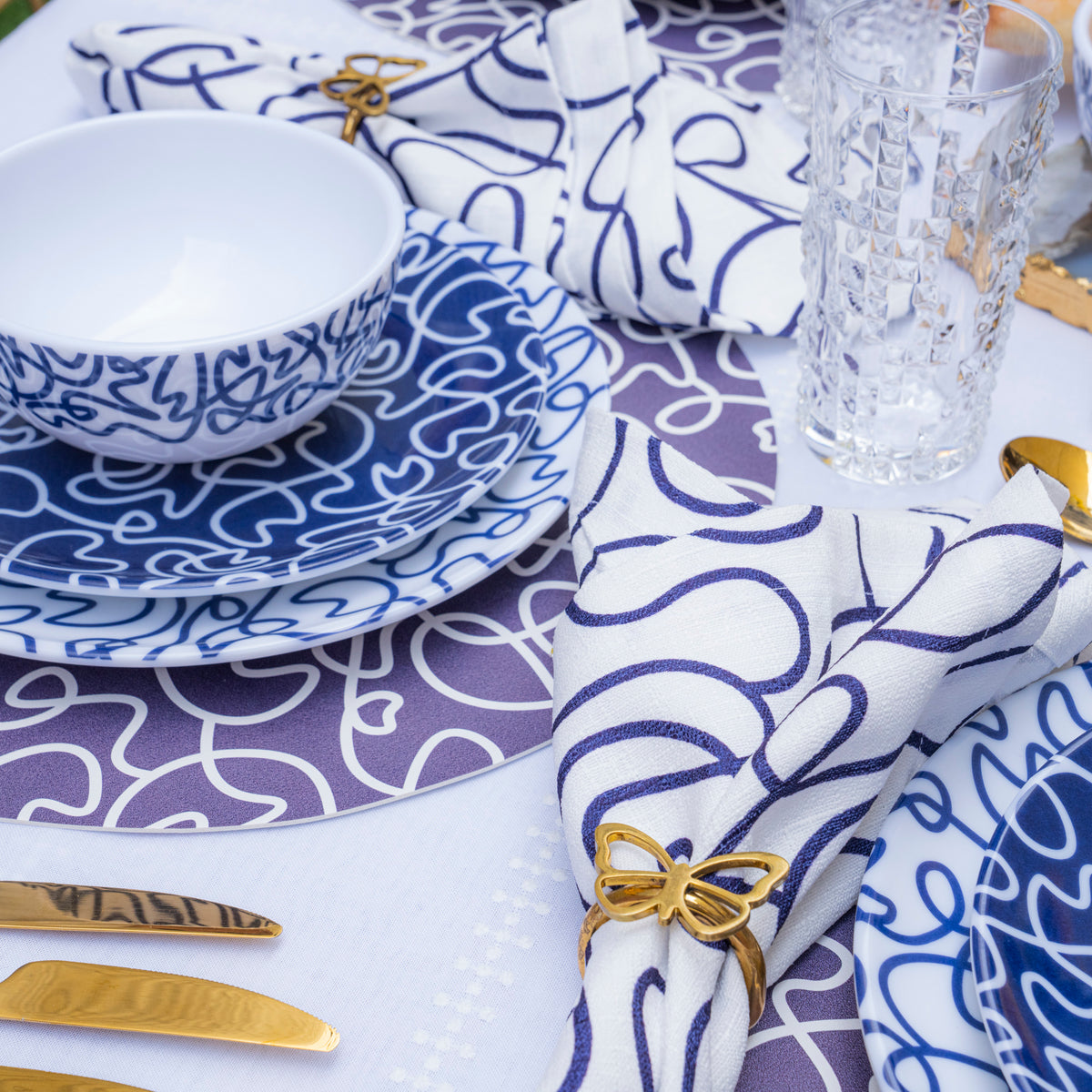 Navy Squiggly Starter Set - 12 Piece Setting
