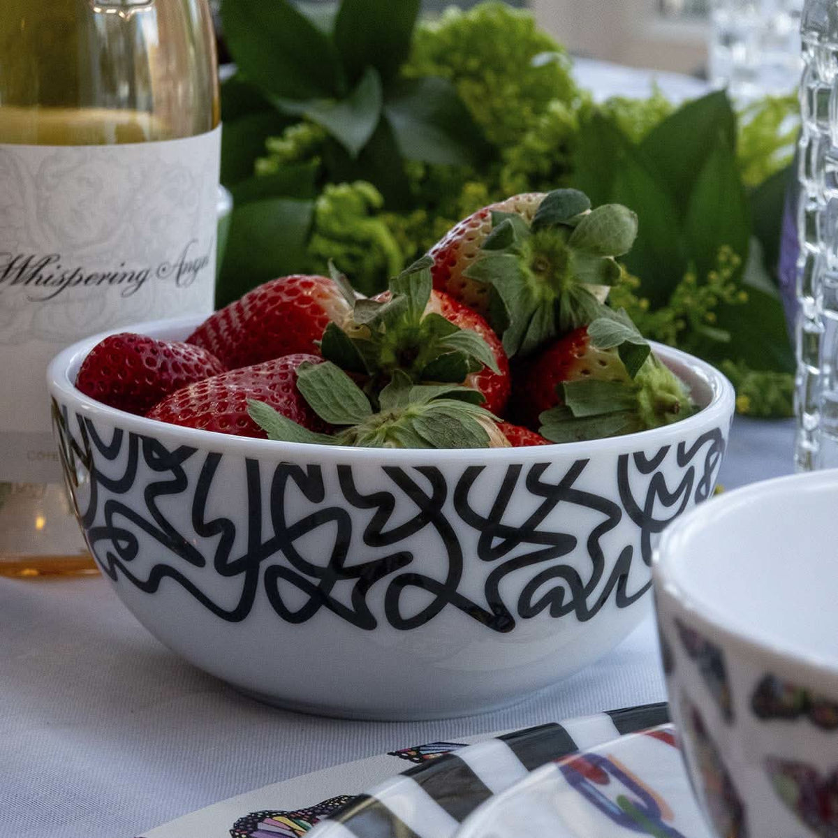 Black & White Squiggly Melamine Bowl Set of 4