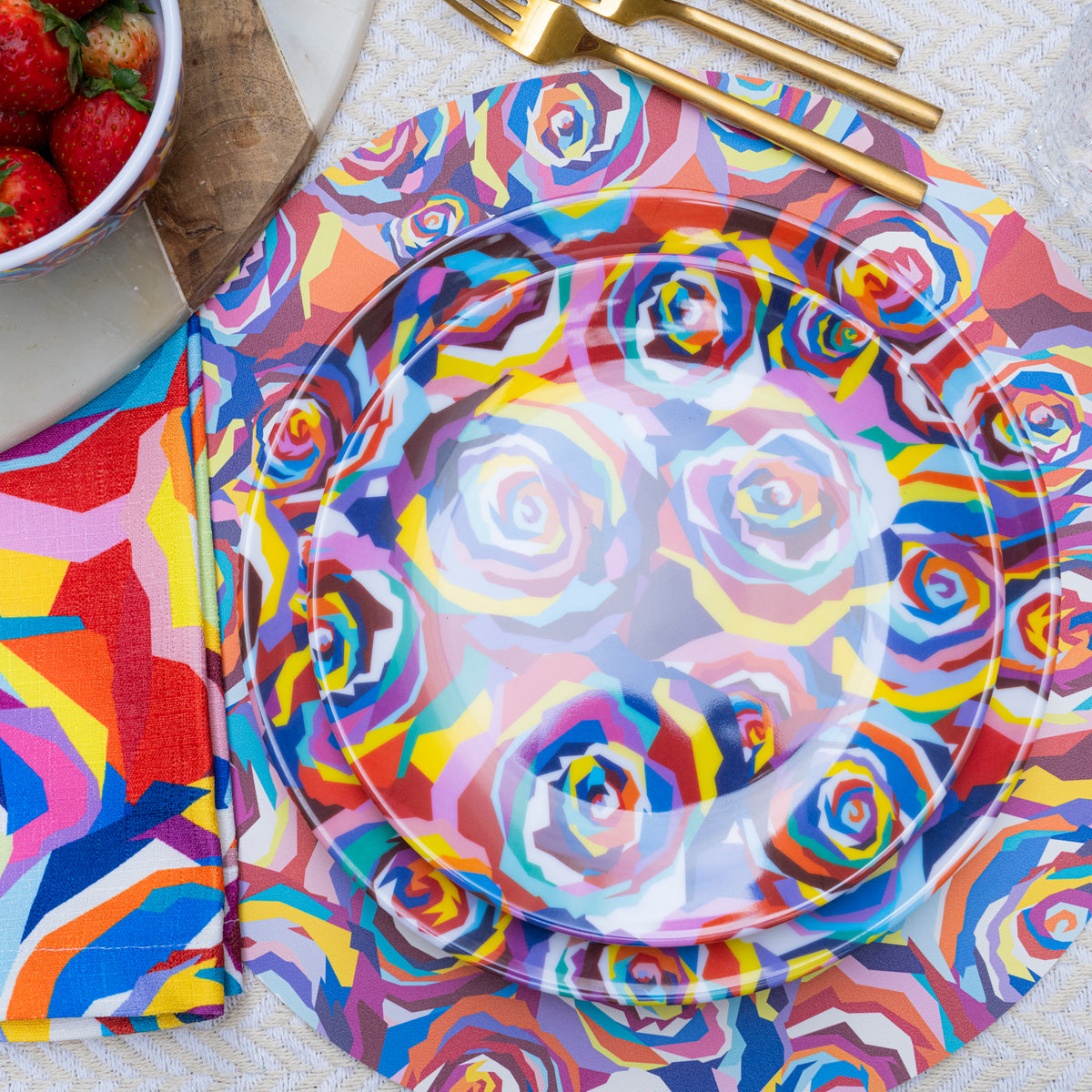 Multicolored Roses Hostess Set - 20 Piece Setting