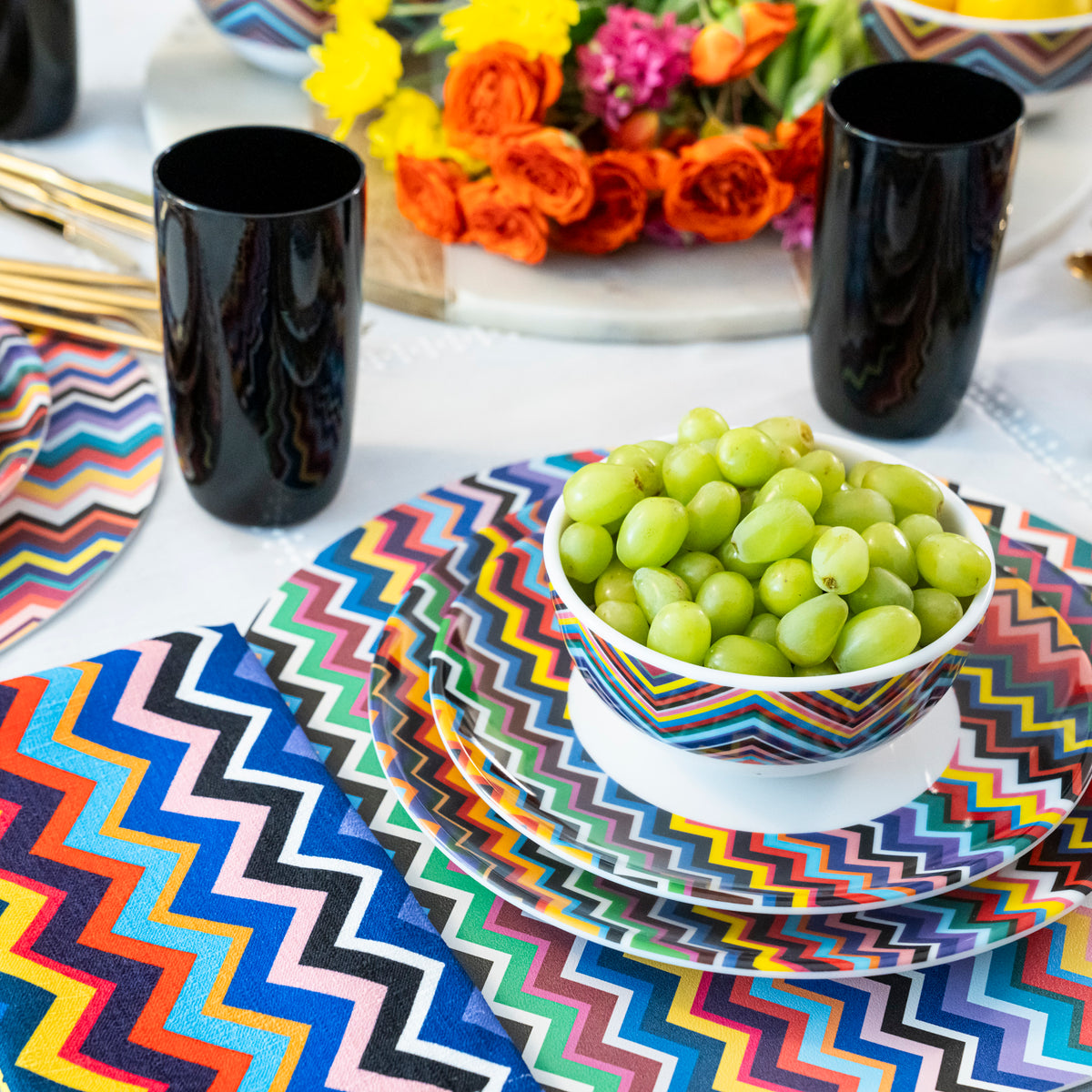 Multicolored Zigzag Dinner Plate Set of 4