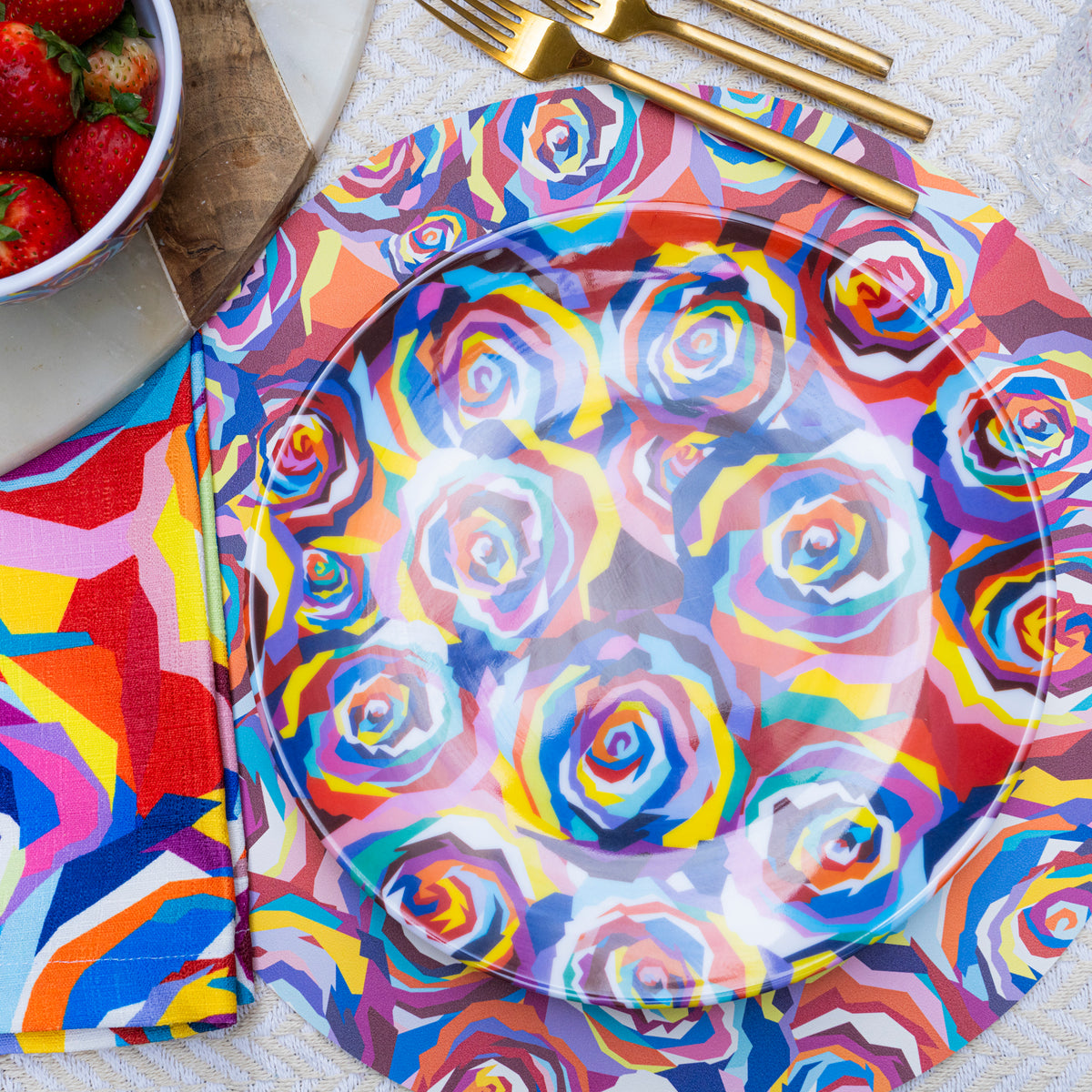 Multicolored Roses Vinyl Placemat Set of 4