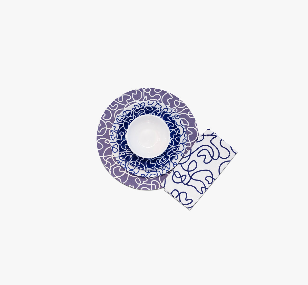 Navy Squiggly Hostess Set - 20 Piece Setting