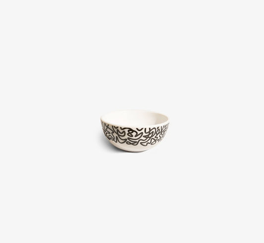 Black & White Squiggly Melamine Bowl Set of 4