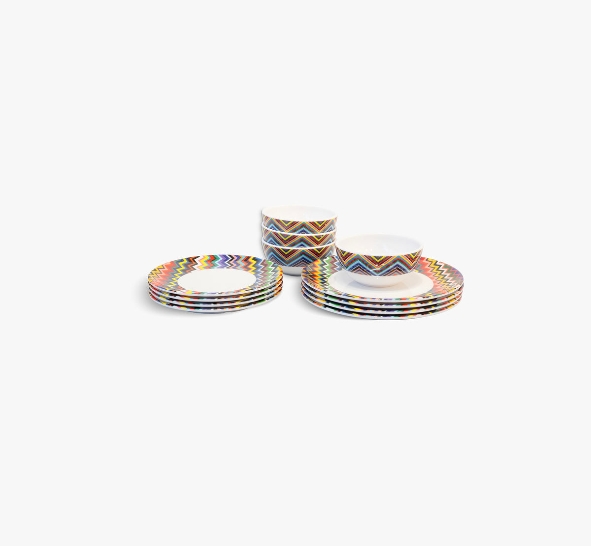 Multicolored Zigzag Starter Set - 12 Piece Setting