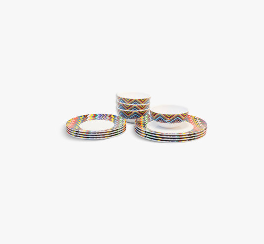 Multicolored Zigzag Starter Set - 12 Piece Setting