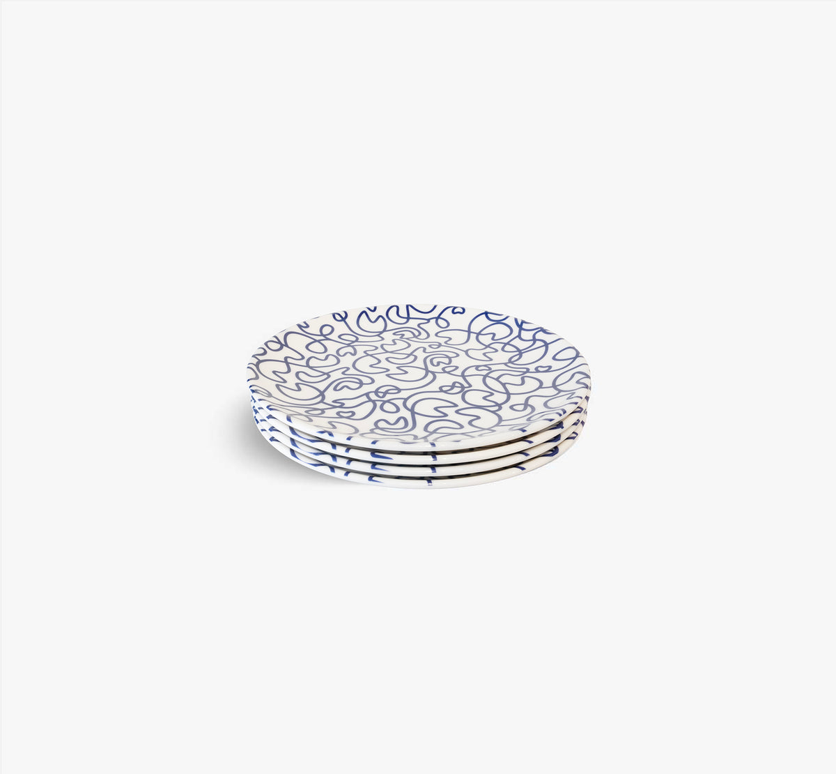 Navy Squiggly Dinner Plate Set of 4