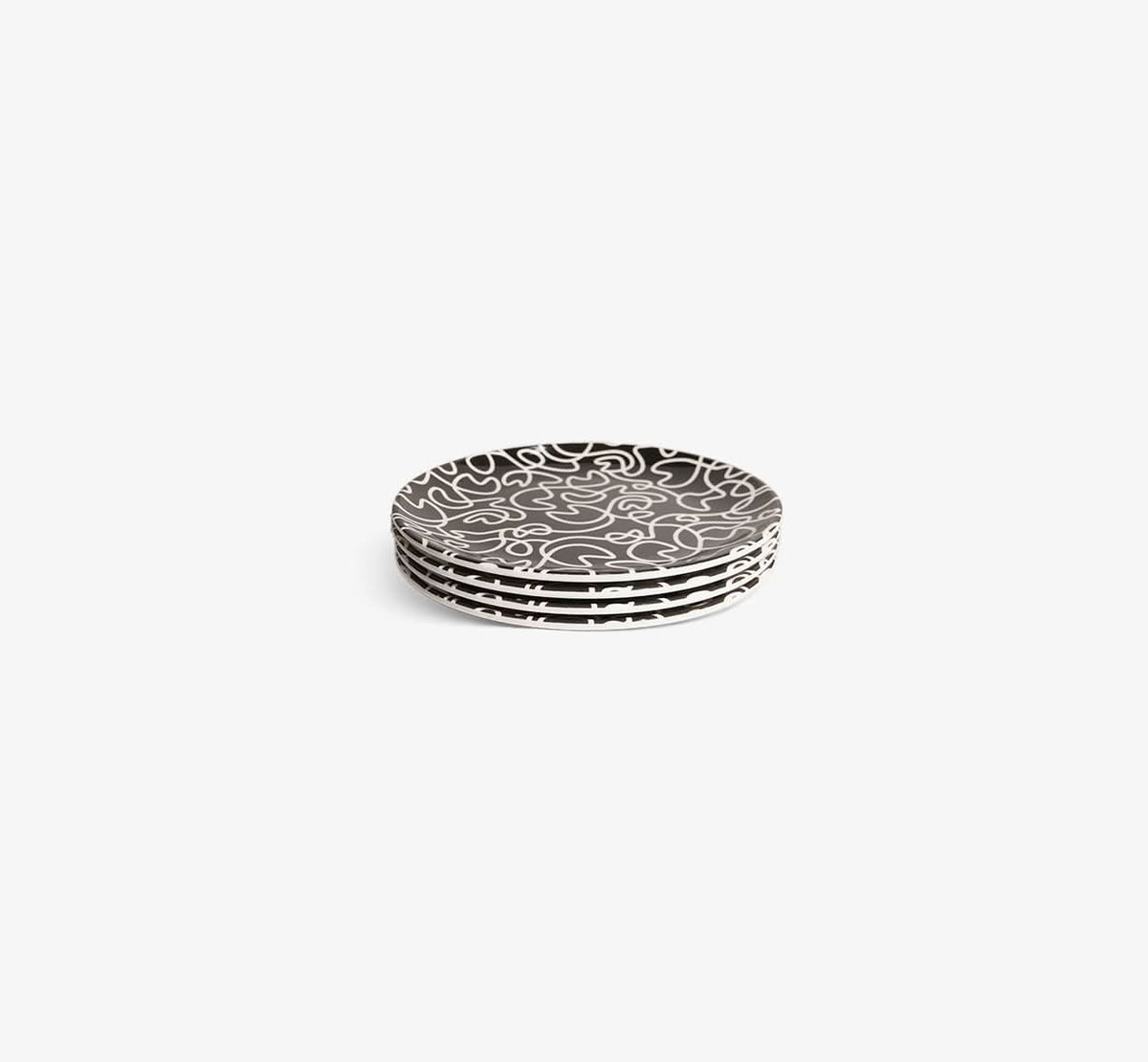 Black & White Squiggly Salad Plate Set of 4