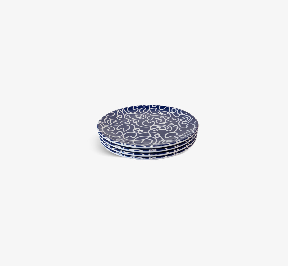 Navy Squiggly Salad Plate Set of 4