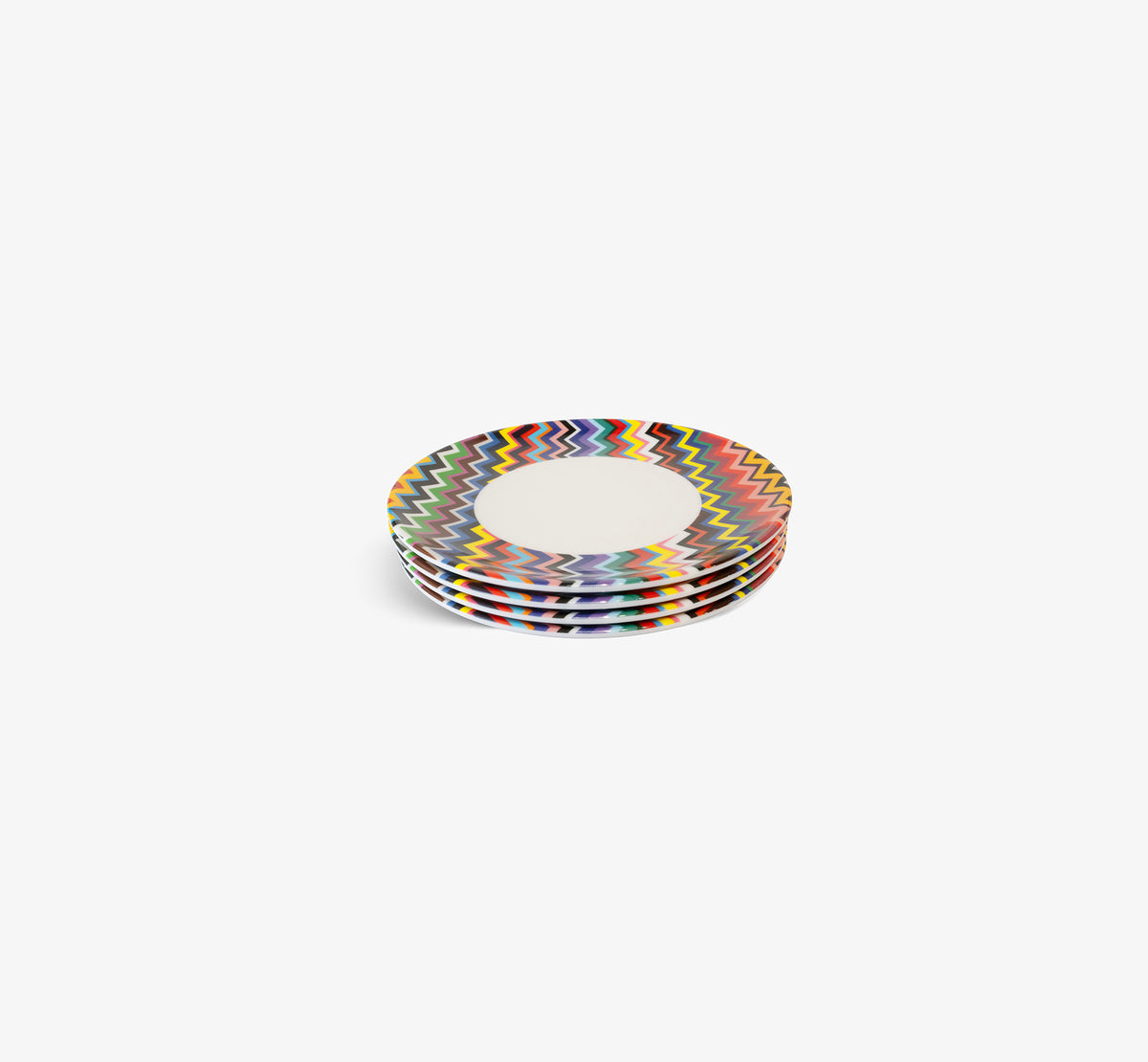 Multicolored Zigzag Salad Plate Set of 4