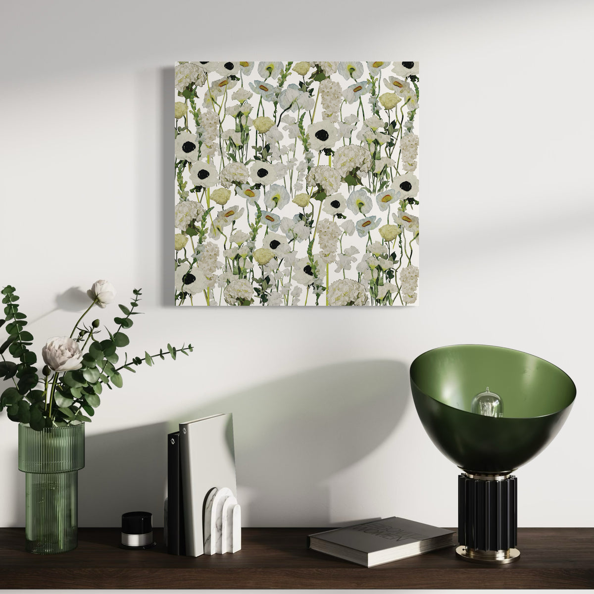 Cream Floral Gardern Art Print