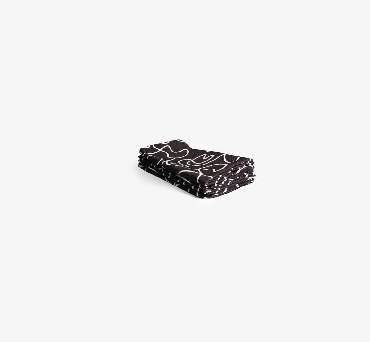 Black & White Squiggly Faux Linen Napkin Set of 4