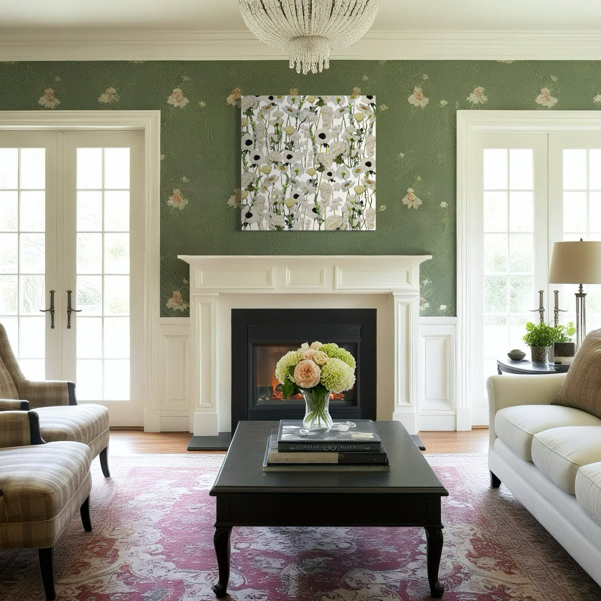 Cream Floral Gardern Art Print