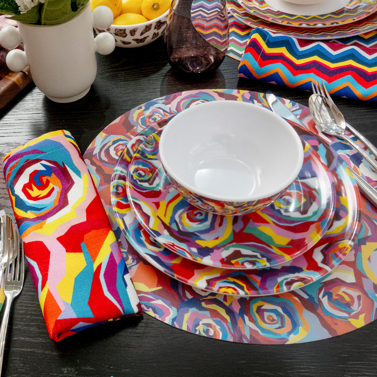 Multicolored Roses Hostess Set - 20 Piece Setting