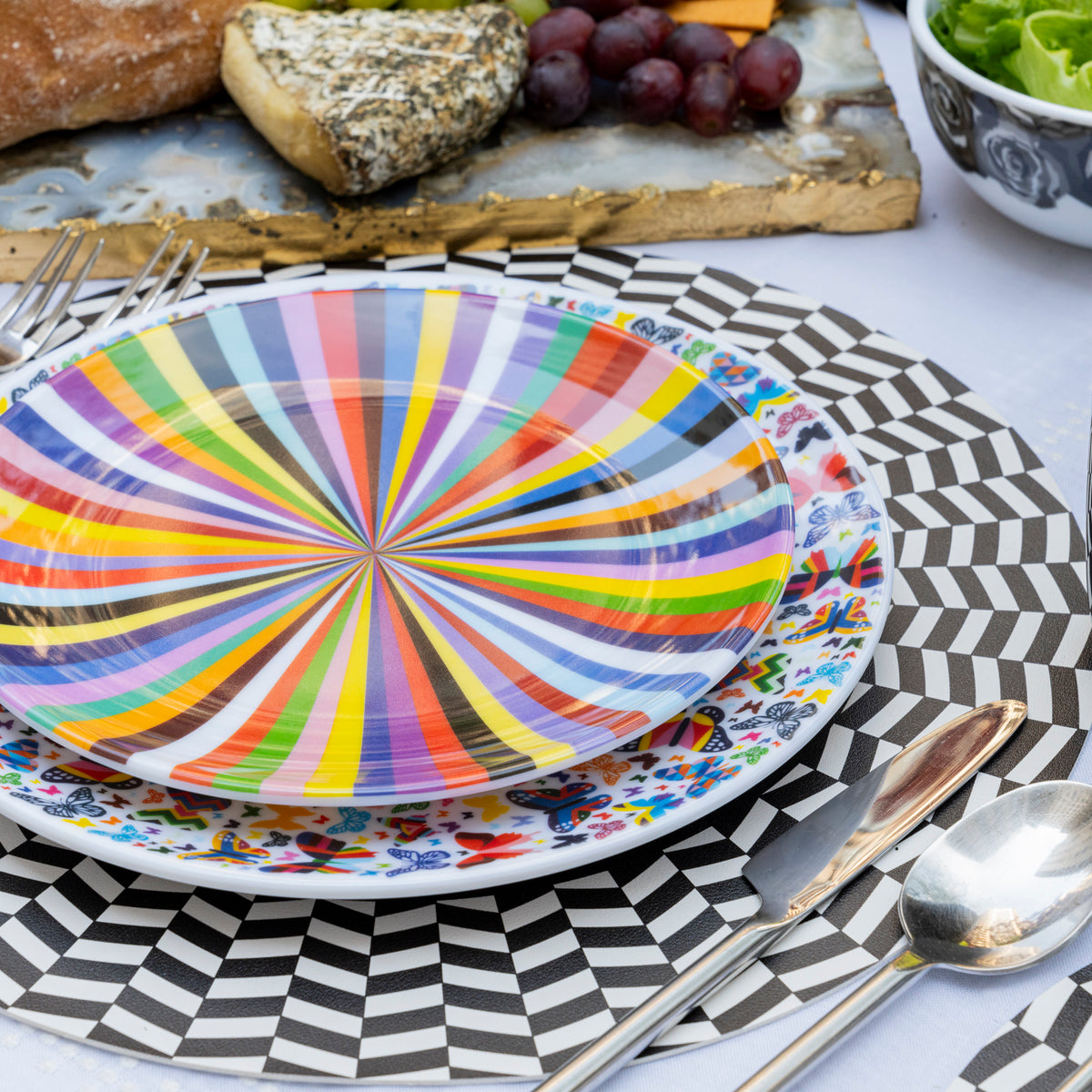 Multicolored Starburst Salad Plate Set of 4