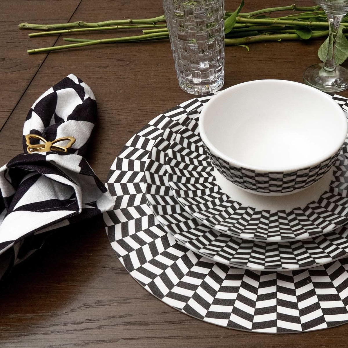 Black & White Chevron Vinyl Placemat Set of 4