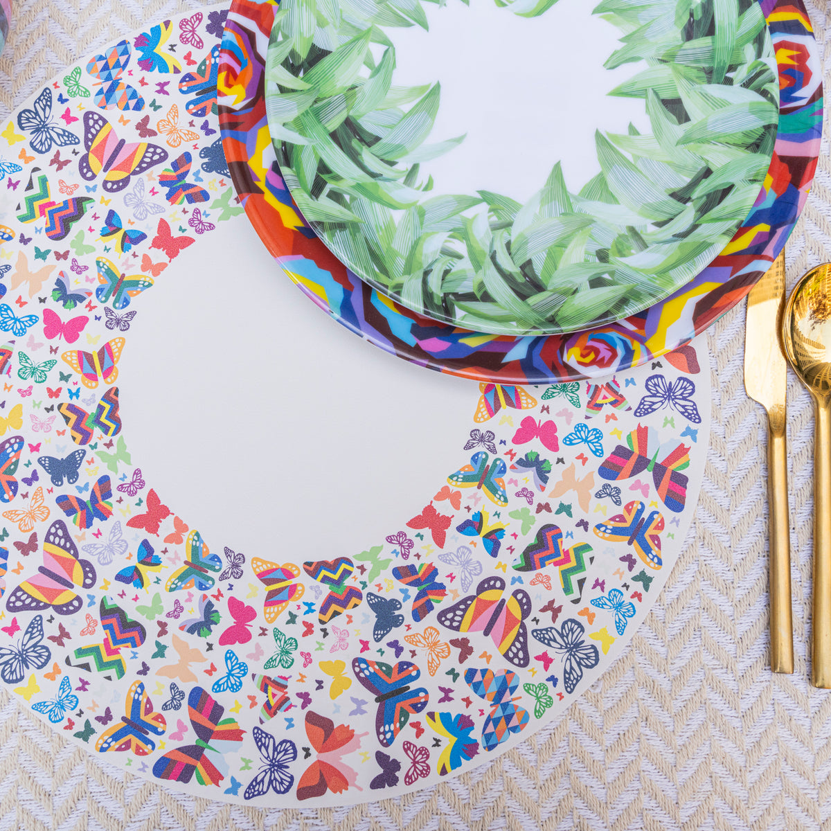 Multicolored Butterflies Vinyl Placemat Set of 4