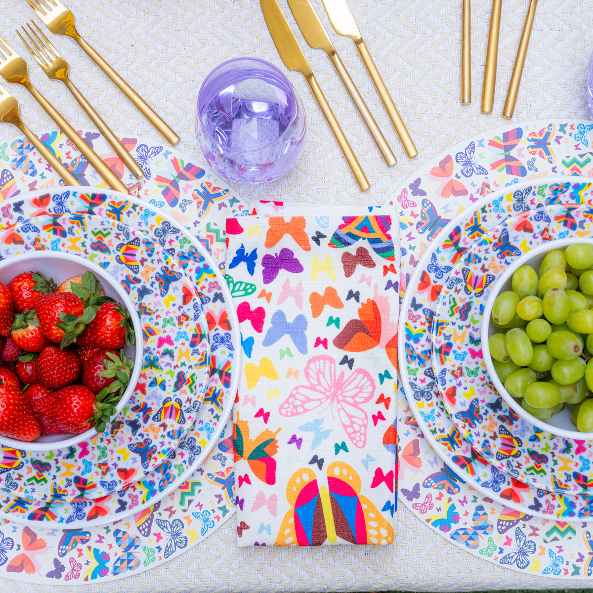 Multicolored Butterflies Hostess Set - 20 Piece Setting