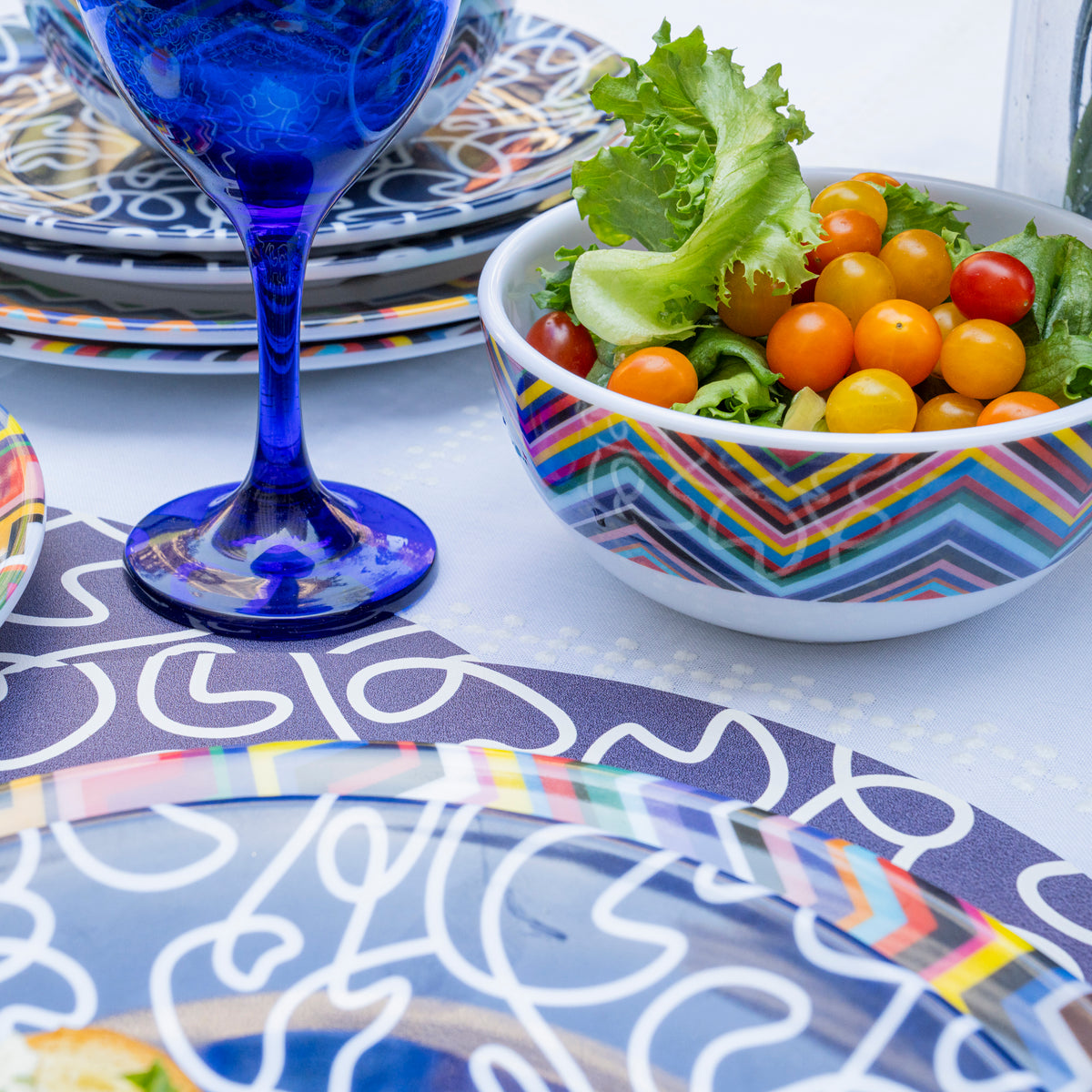 Navy Squiggly Dinner Plate Set of 4
