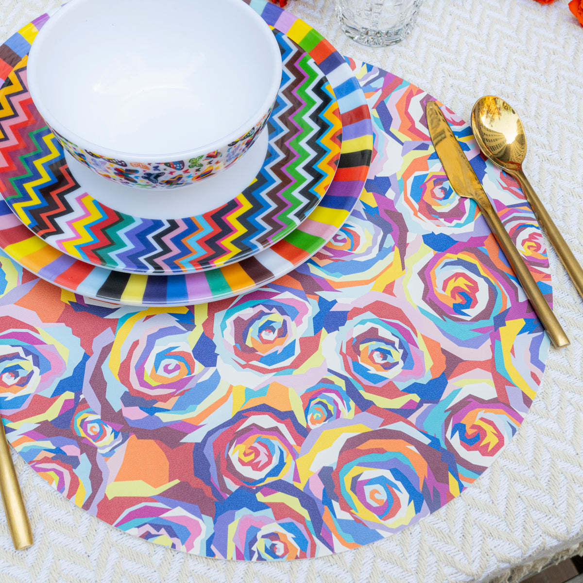 Multicolored Roses Vinyl Placemat Set of 4