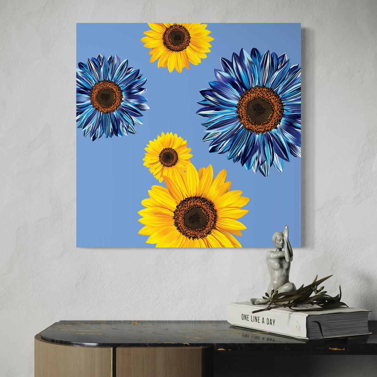 Blue Sunflower Art Print