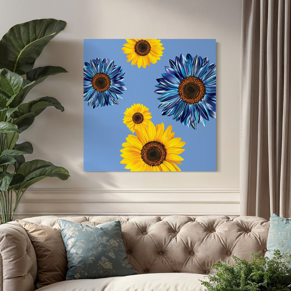 Blue Sunflower Art Print