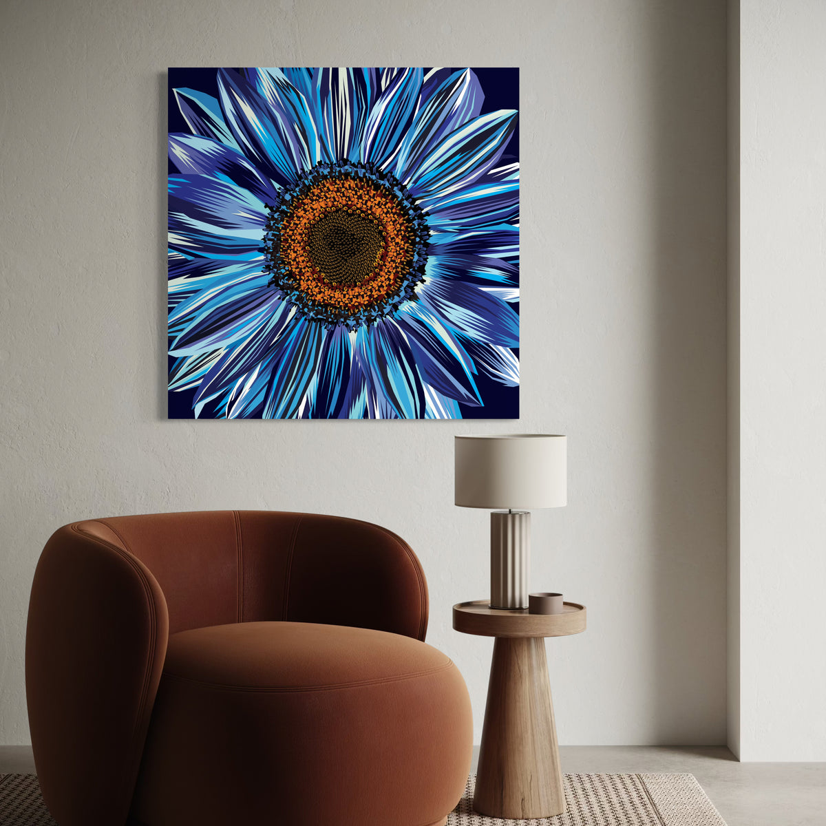 Blue Sunflower Art Print