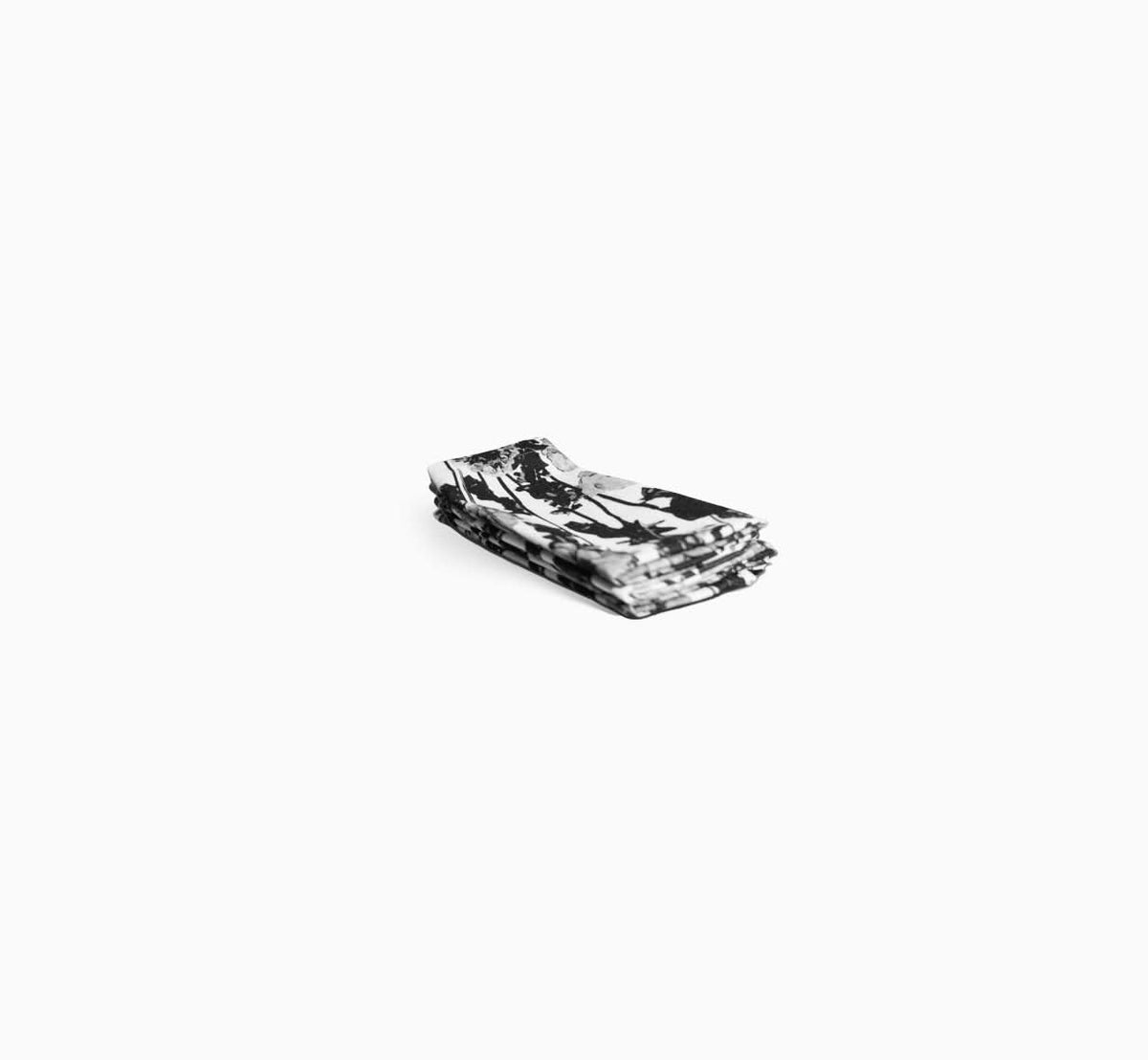 Grayscale Floral Garden  Faux Linen Napkin Set of 4