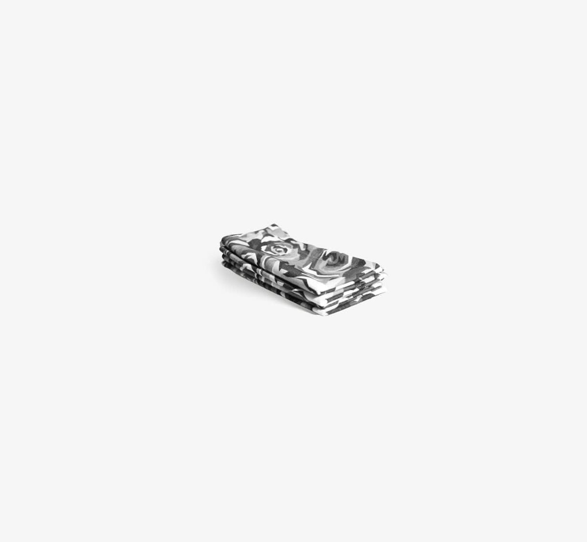 Grayscale Roses Faux Linen Napkin Set of 4