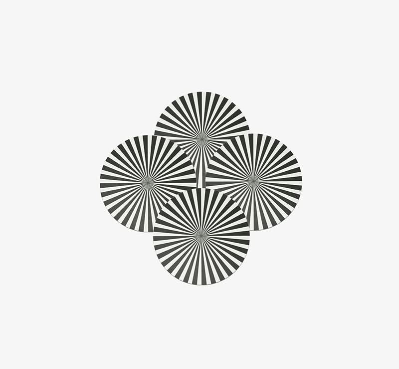 Black & White Starburst Vinyl Placemat Set of 4
