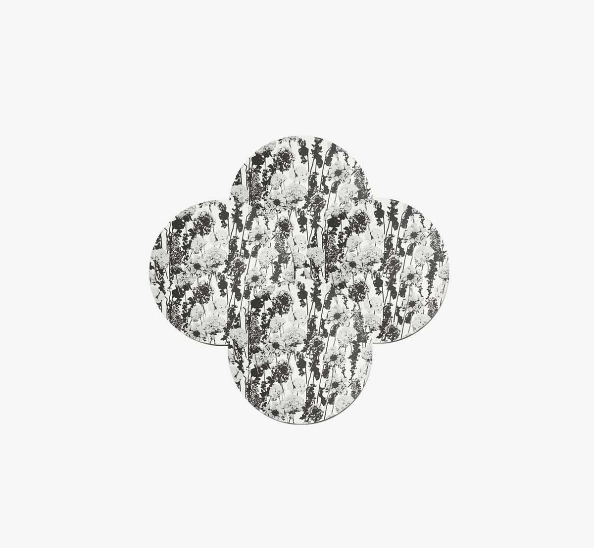 Grayscale Floral Garden Vinyl Placemat Set of 4