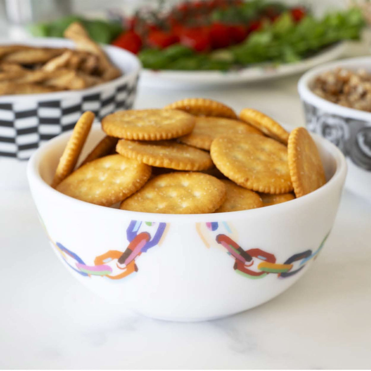 Large Chain Link Melamine Bowl Set of 4