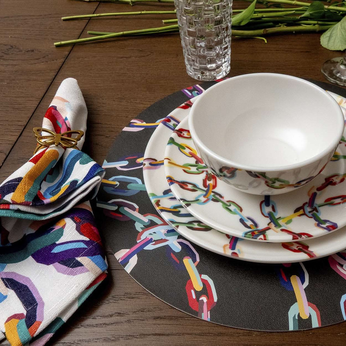 Large Chain Link Vinyl Placemat Set of 4
