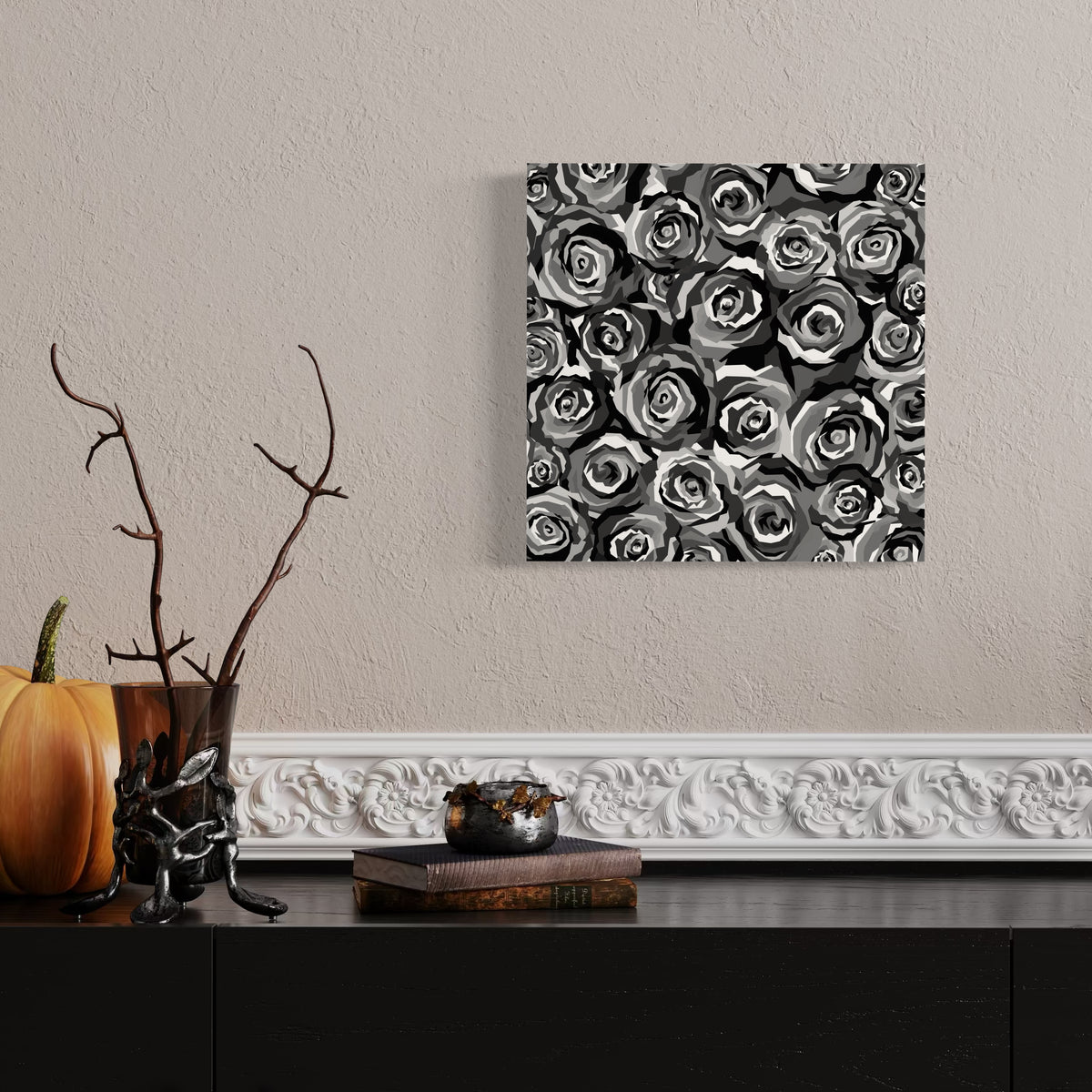 Greyscale Roses Art Print