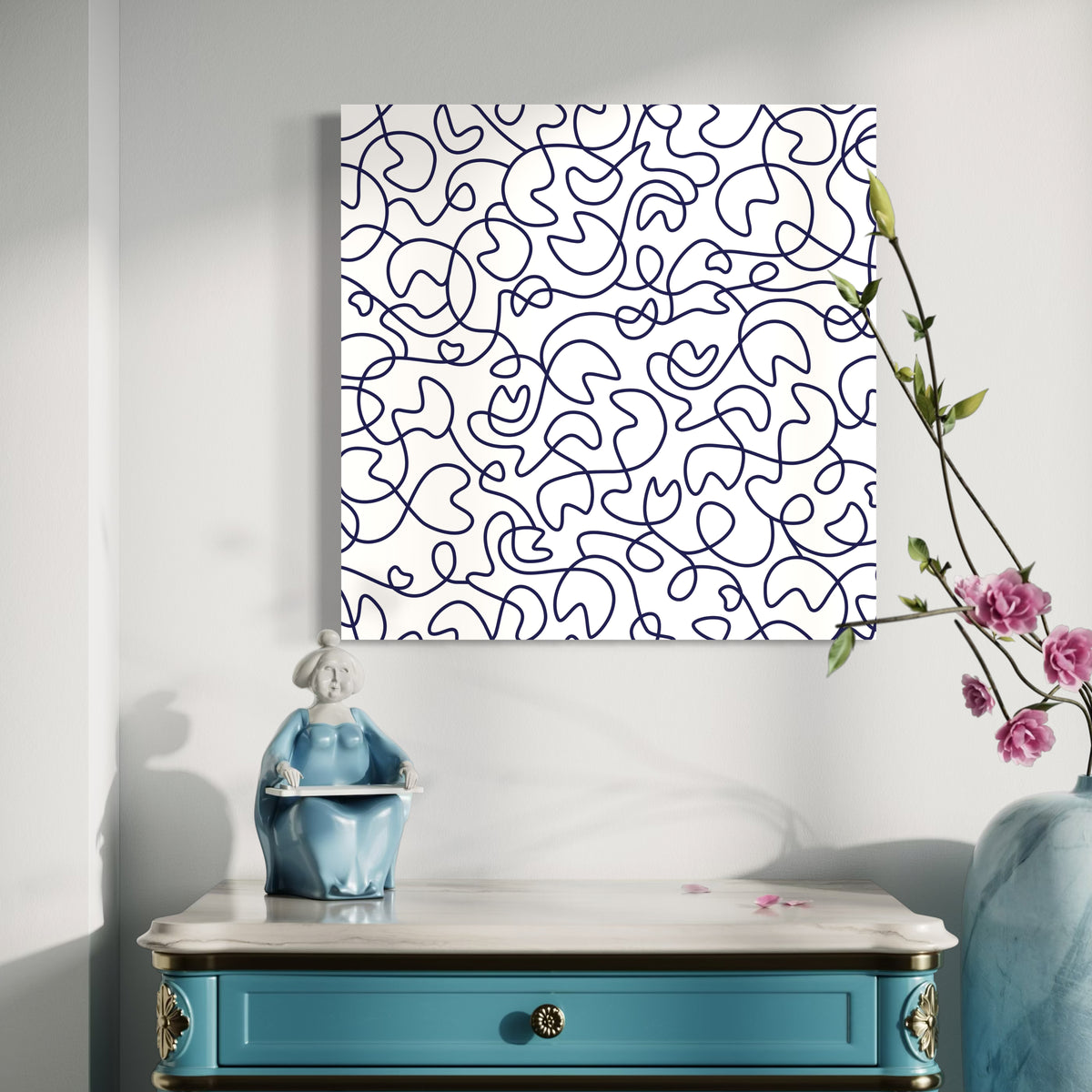 Navy Squiggly Art Print