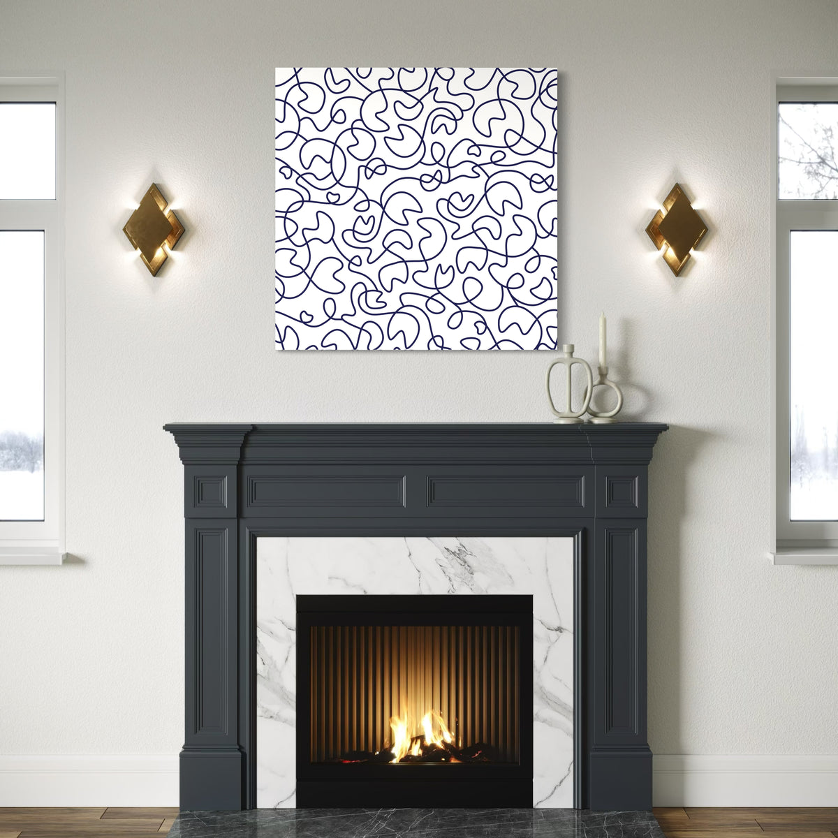 Navy Squiggly Art Print