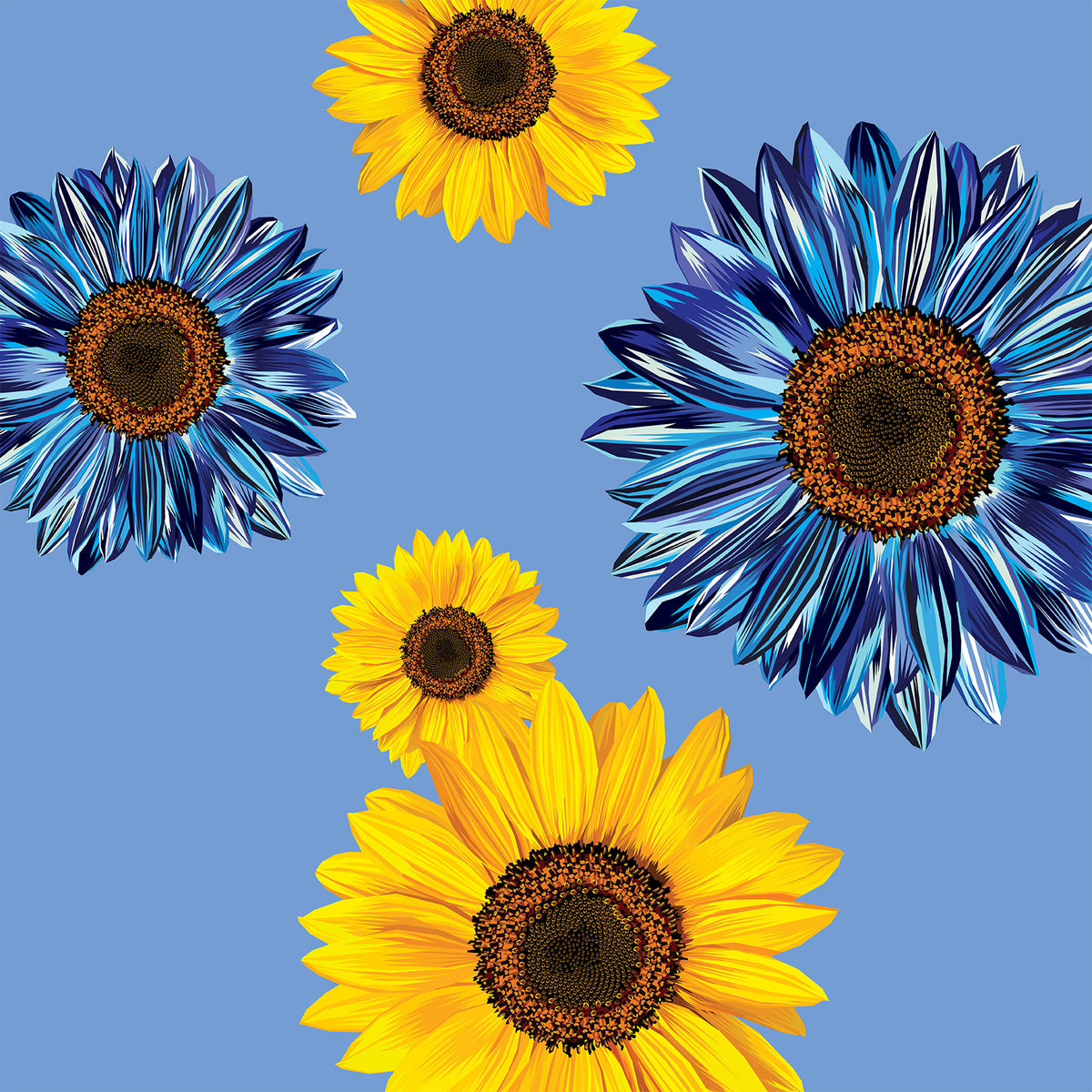 Blue Sunflower Art Print
