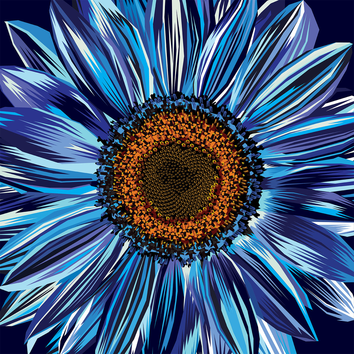 Blue Sunflower Art Print